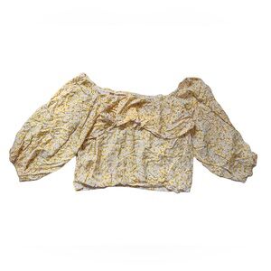 Hibluco Floral Yellow Off-Shoulder Top size XL